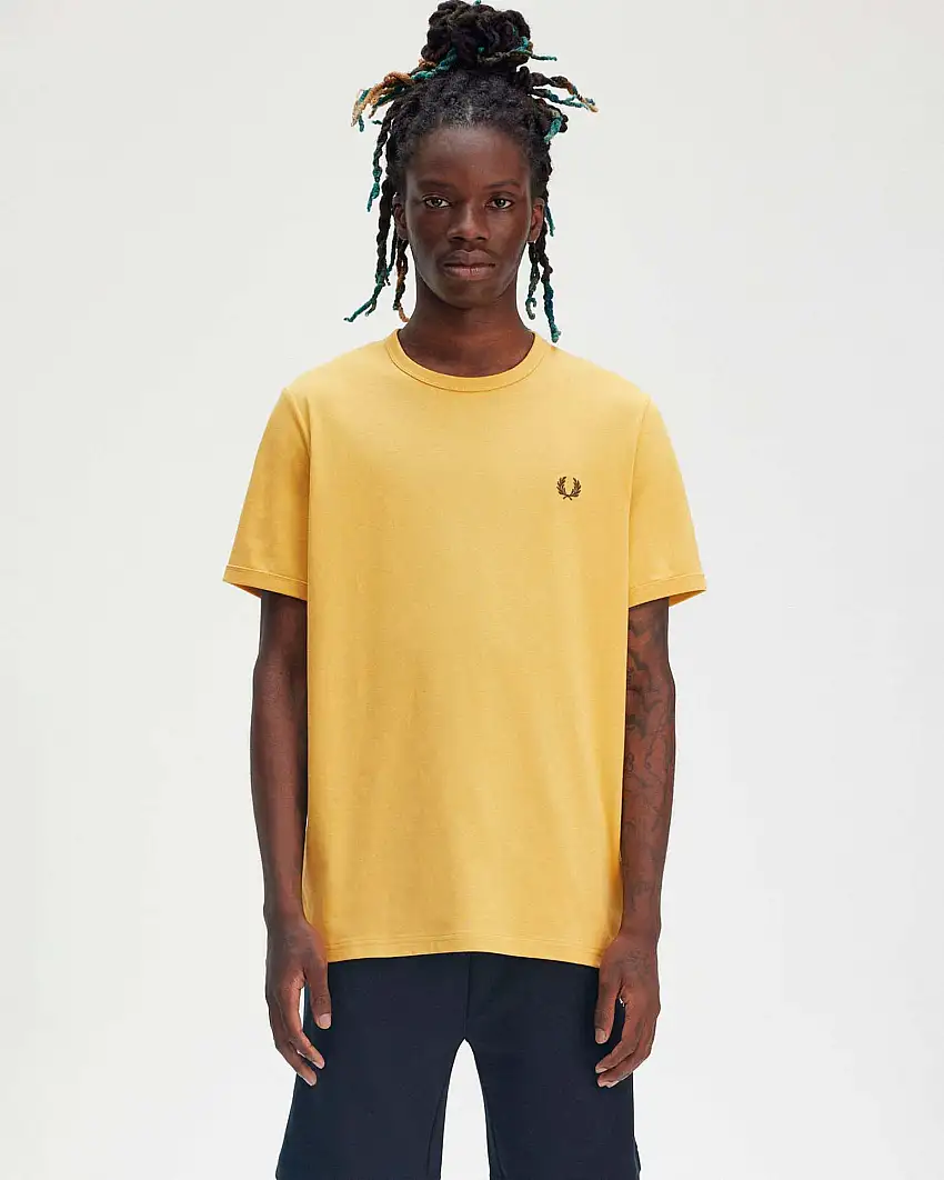 T-shirt mezza manica Fred Perry gialla tinta unita