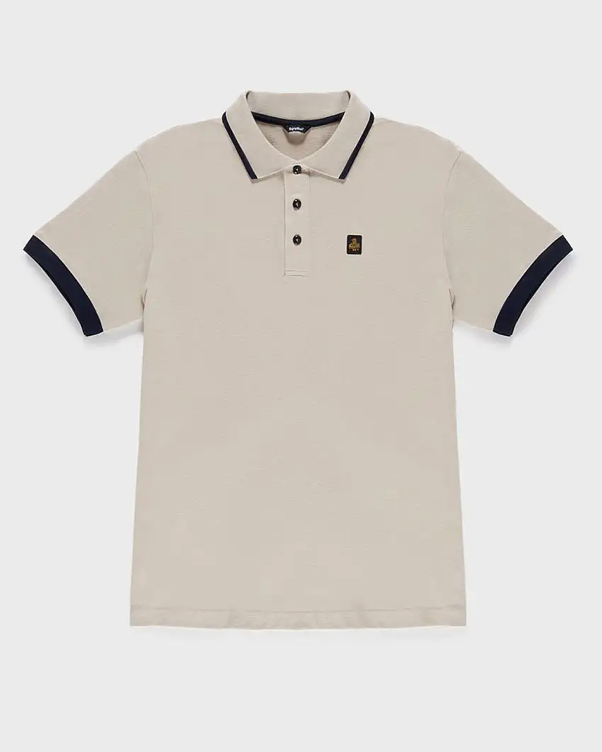 Polo mezza manica Refrigiwear sabbia in cotone stretch con bordino in contrasto