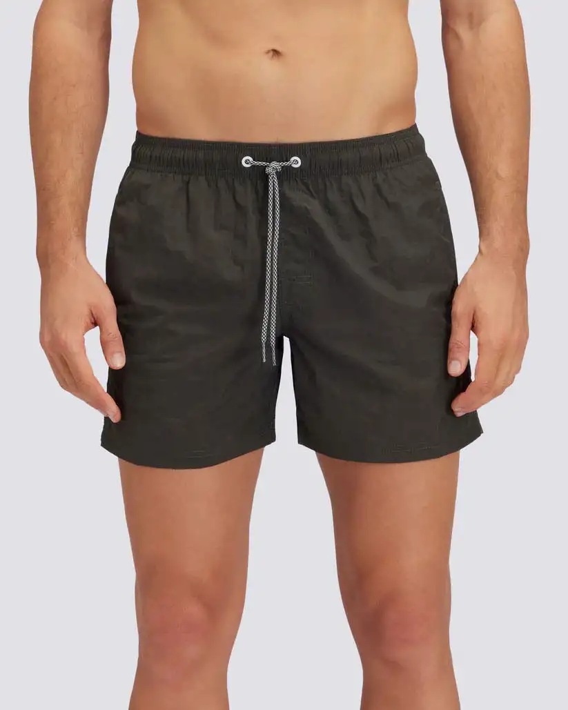 Boxer mare corto Sundek verde militare in tessuto crinkled con arcobaleno militare grigio e bianco