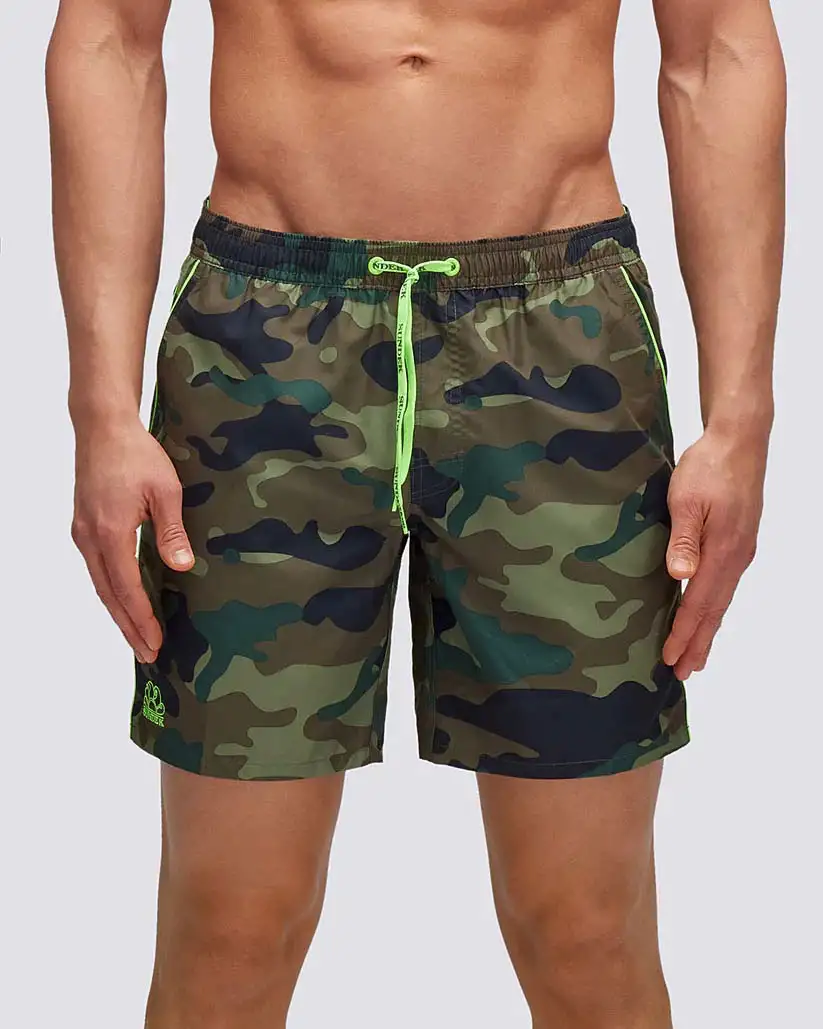 Boxer mare Sundek camouflage con piping verde acido