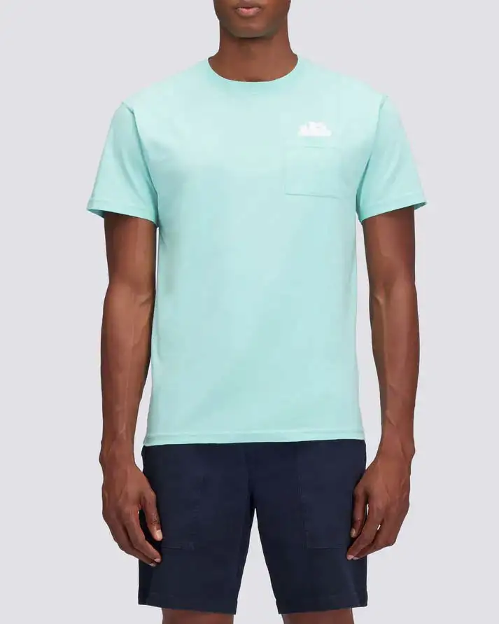 T-shirt mezza manica Sundek color acqua con taschino al petto e logo sole