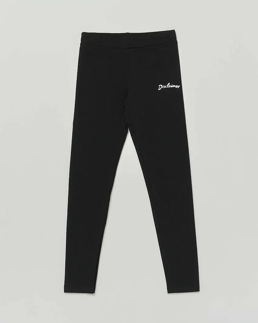 Leggins Disclaimer nero in cotone stretch