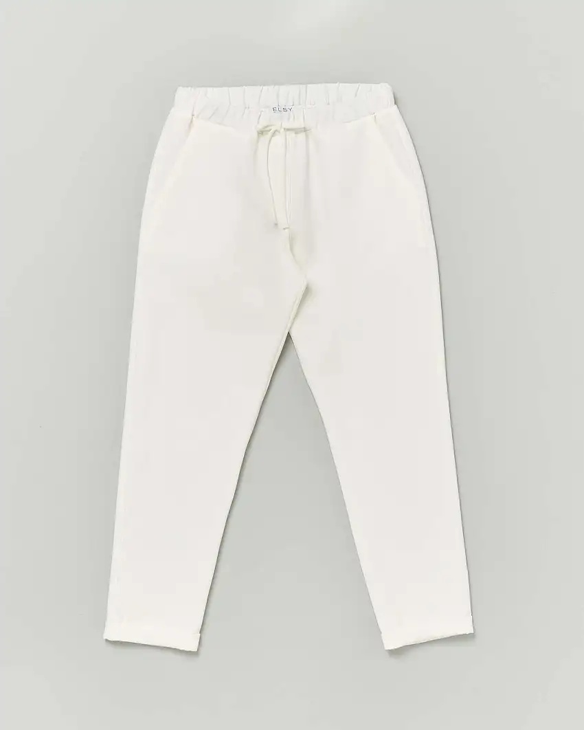 Pantalone loose fit Elsy bianco in cady