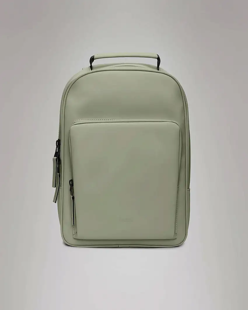 Zaino Rains Book Daypack Rains salvia in tessuto tecnico impermeabile effetto gommato con tasca esterna