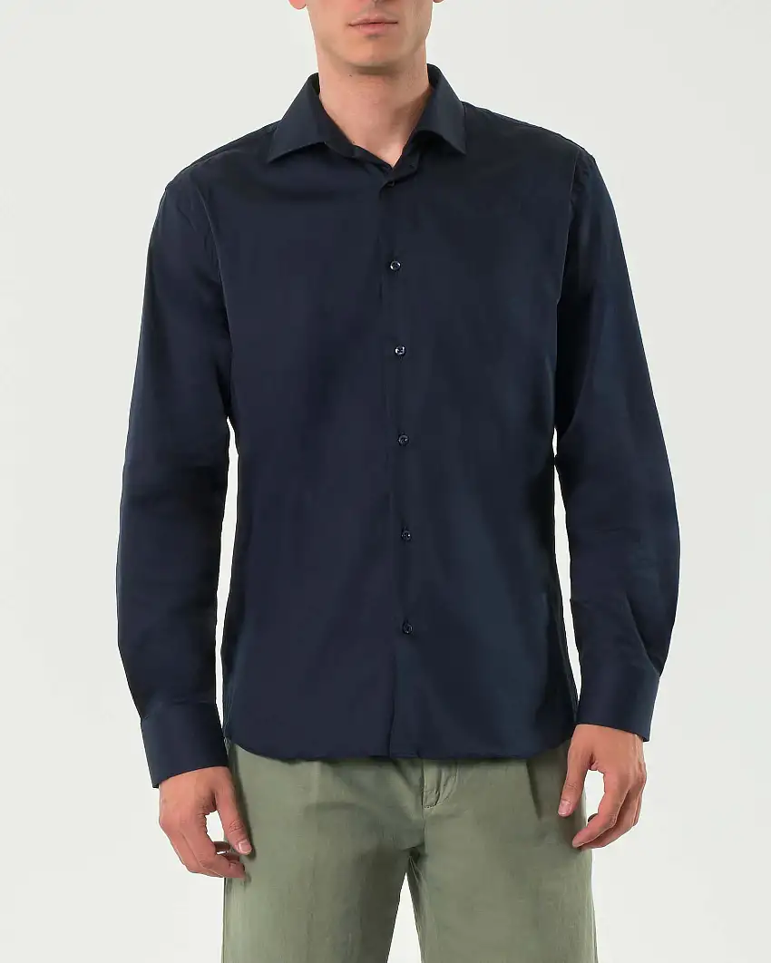 Camicia Ashki.i blu in cotone stretch