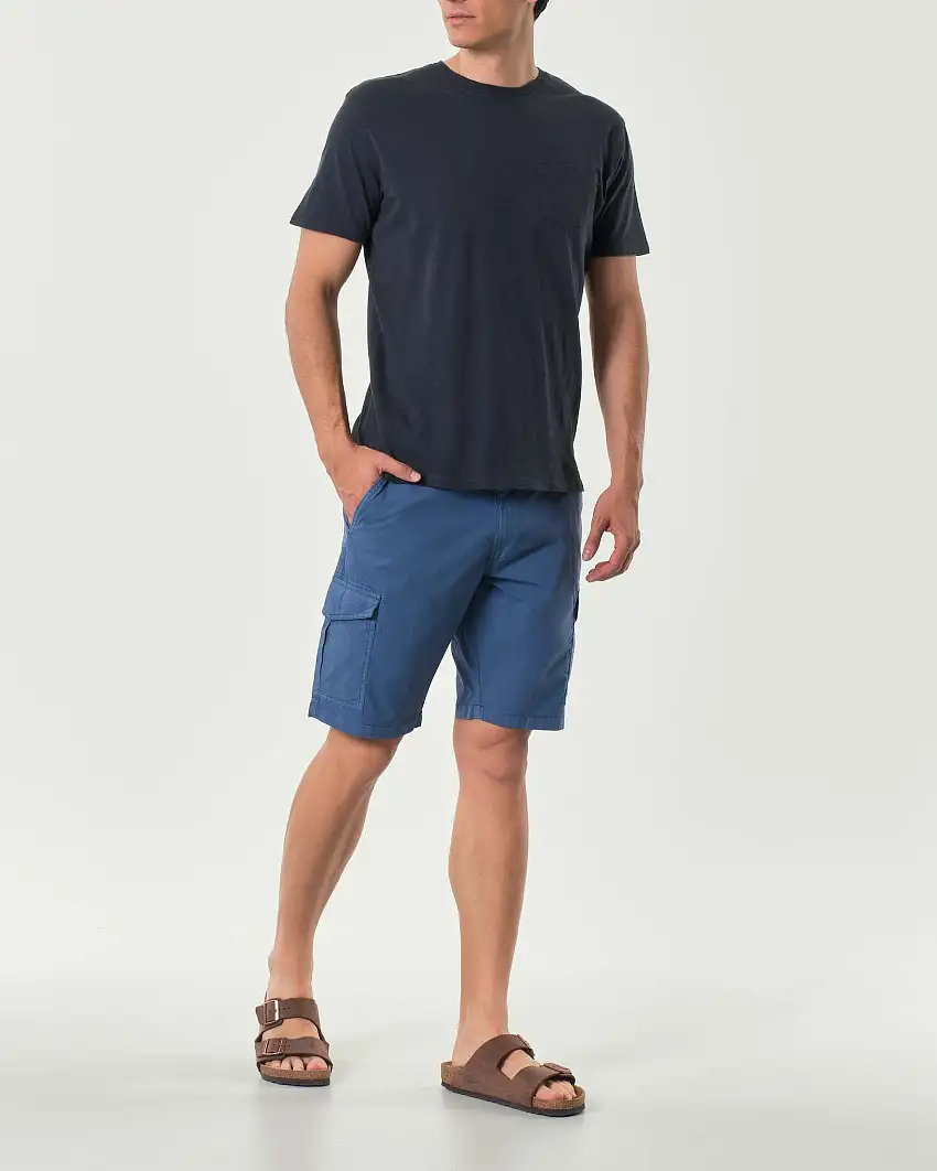 Bermuda cargo Impure blu indaco in popeline di cotone stretch