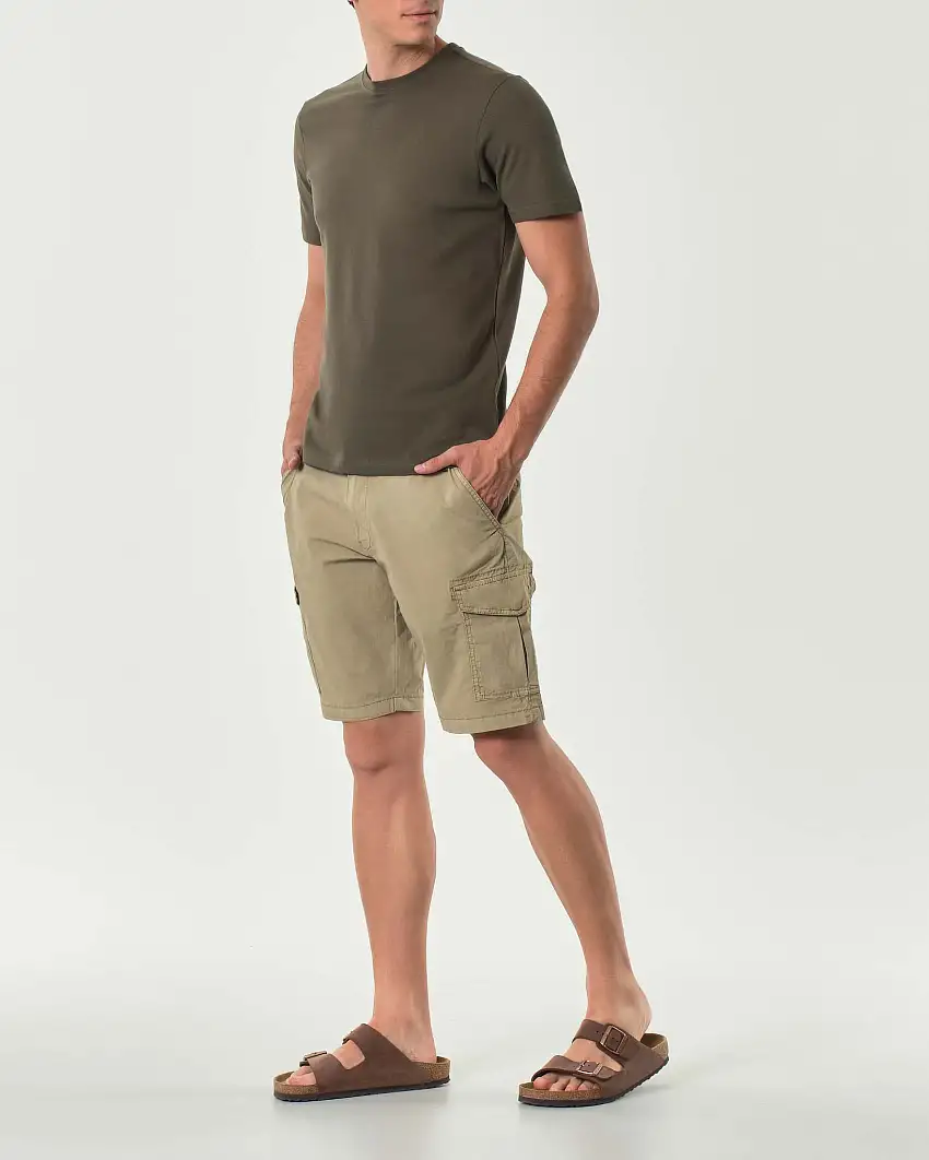 Bermuda cargo Impure fango in popeline di cotone stretch