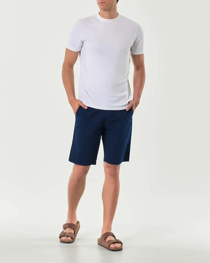 Bermuda chino Impure blu in seersucker di puro cotone