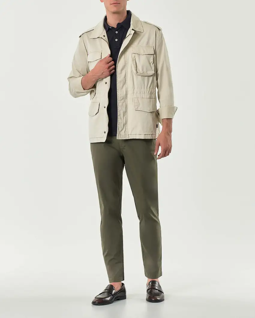 Field Jacket Impure beige in gabardina di cotone stretch