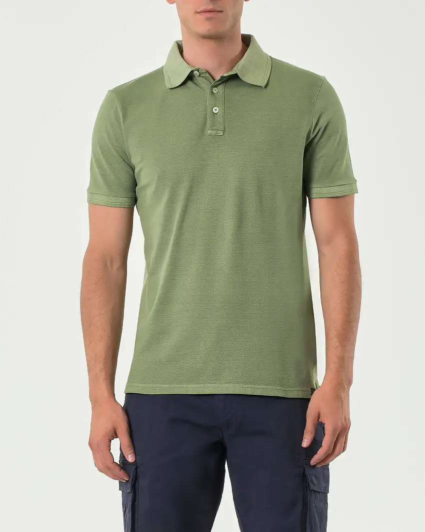 Polo mezza manica Impure salvia in micro piquet di cotone stretch