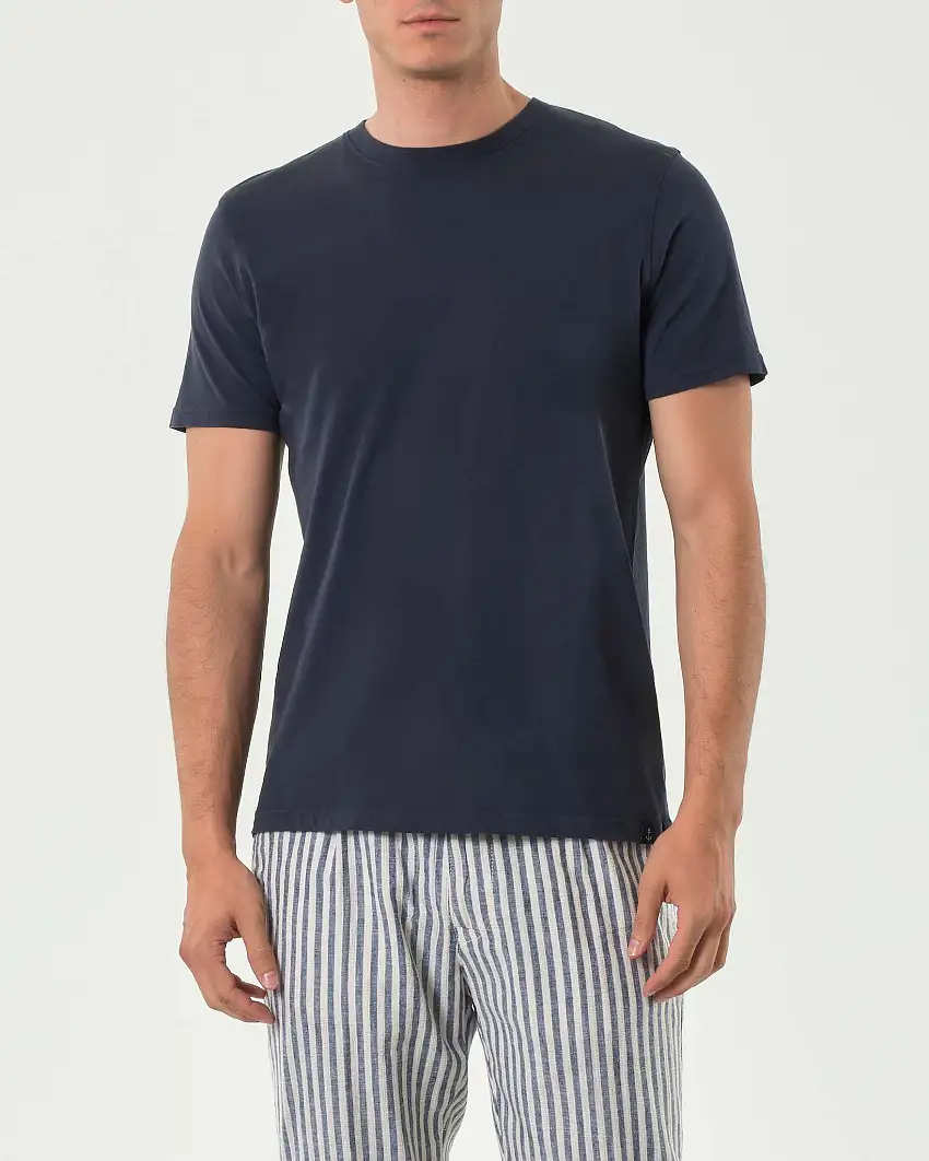 T-shirt mezza manica Impure blu navy in cotone fiammato