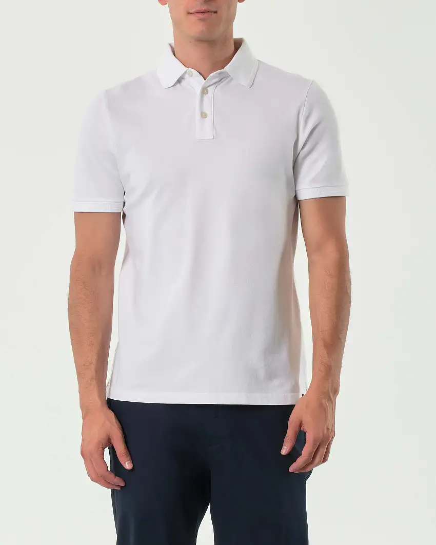 Polo mezza manica Impure bianca in micro piquet di cotone stretch