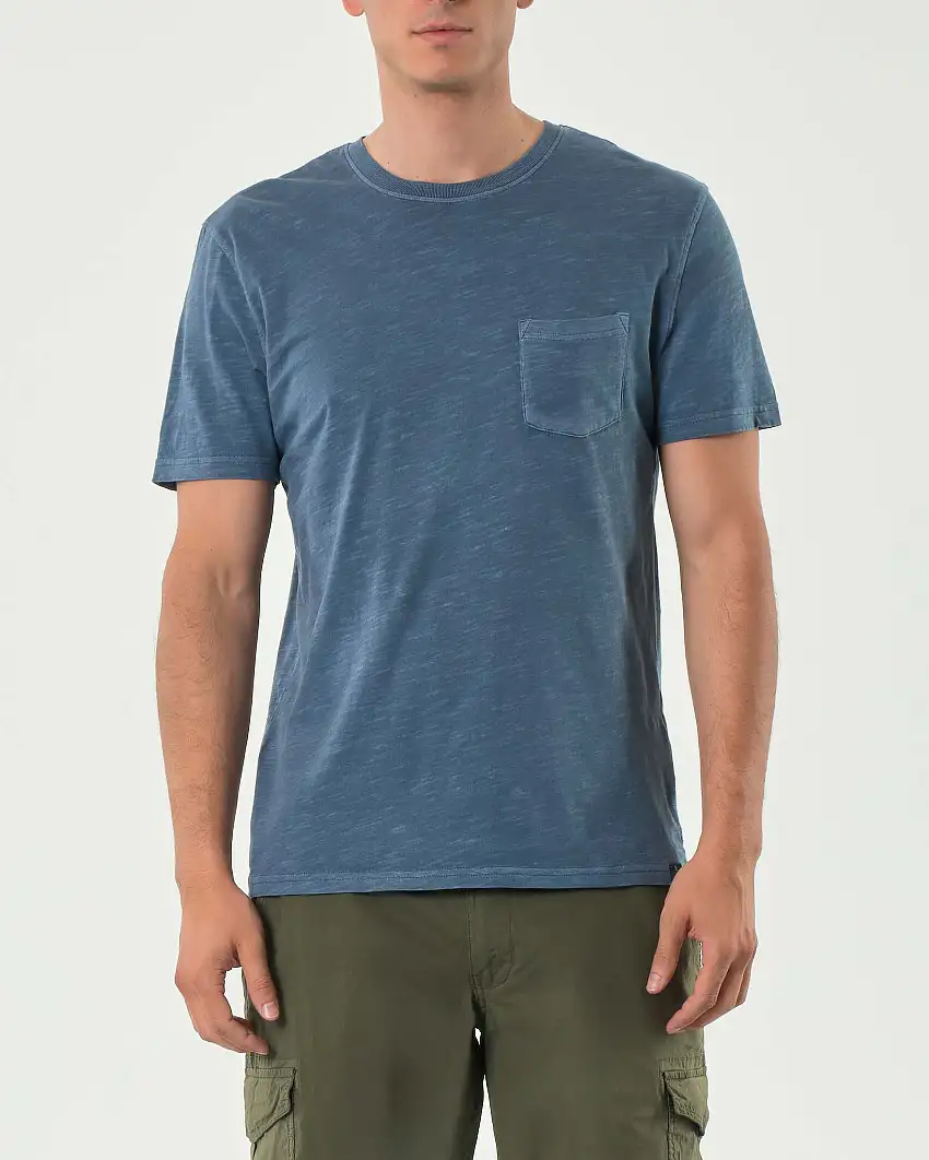 T-shirt mezza manica Impure avio in cotone fiammato con taschino