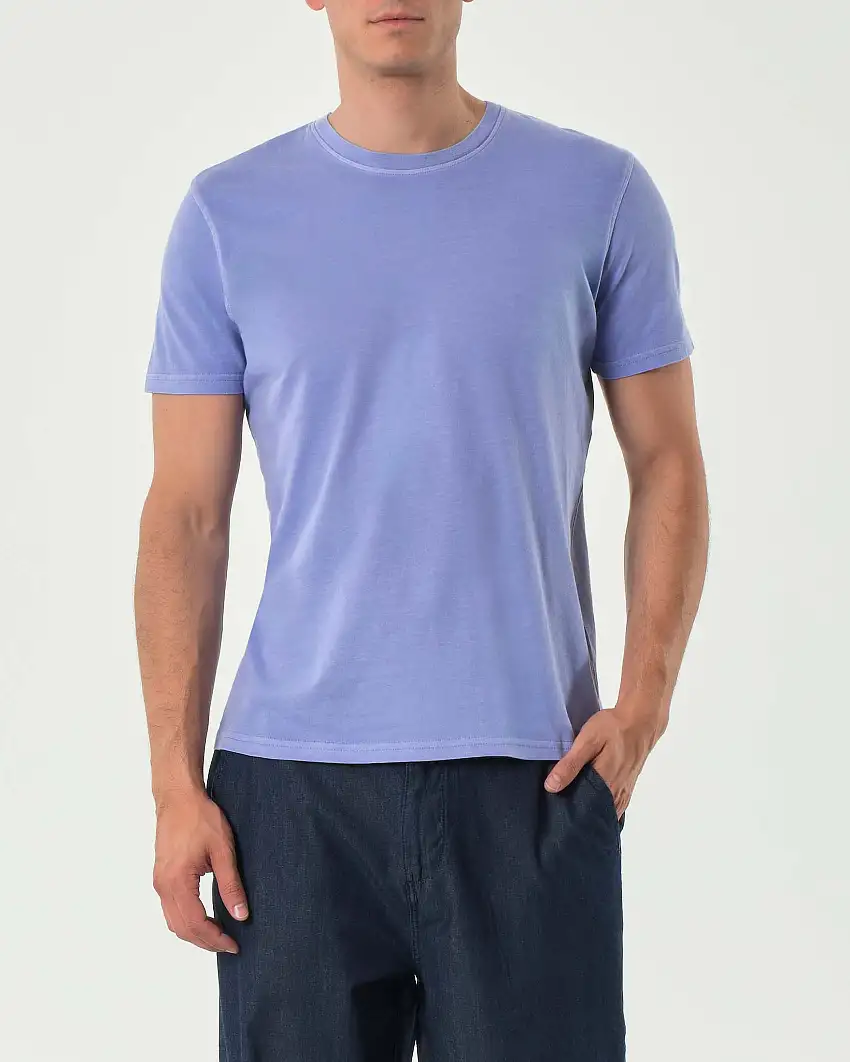 T-shirt mezza manica Impure lilla in cotone fiammato