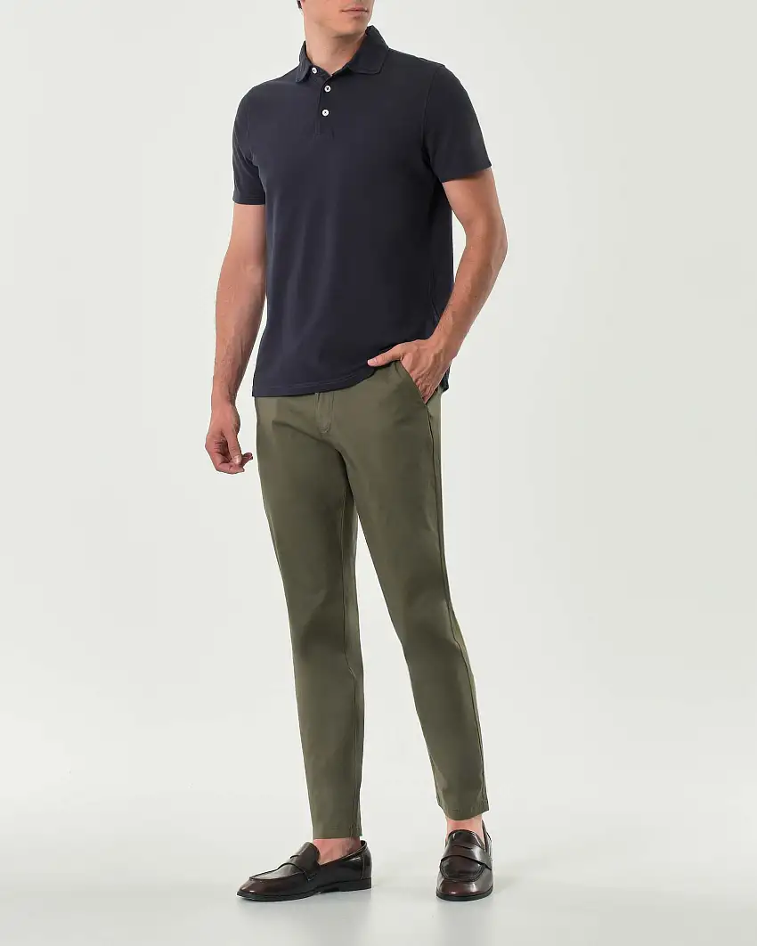 Pantalaccio Impure verde militare in popeline di cotone stretch