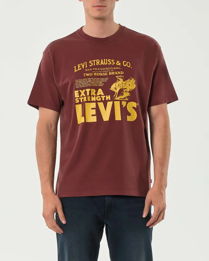 T-shirt mezza manica Levi's bordeaux con grafica logo vintage davanti