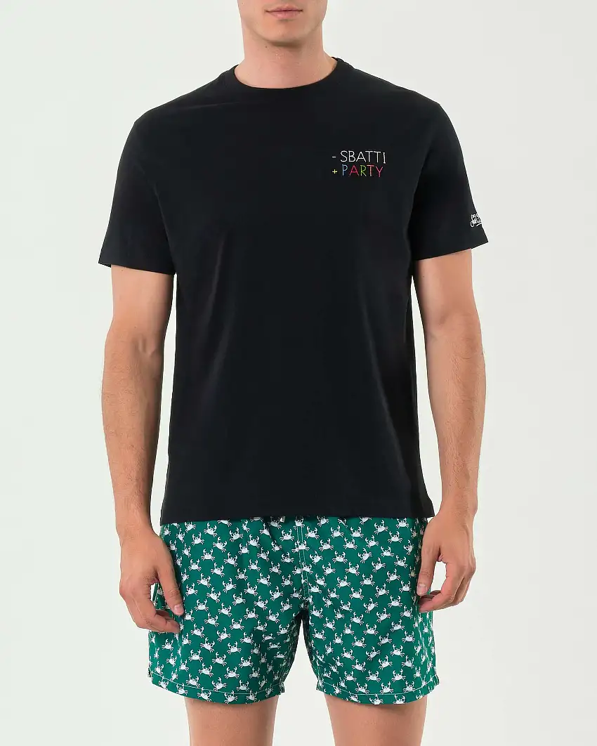 T-shirt MC2 Saint Barth nera con ricamo - Sbatti + Party sul petto