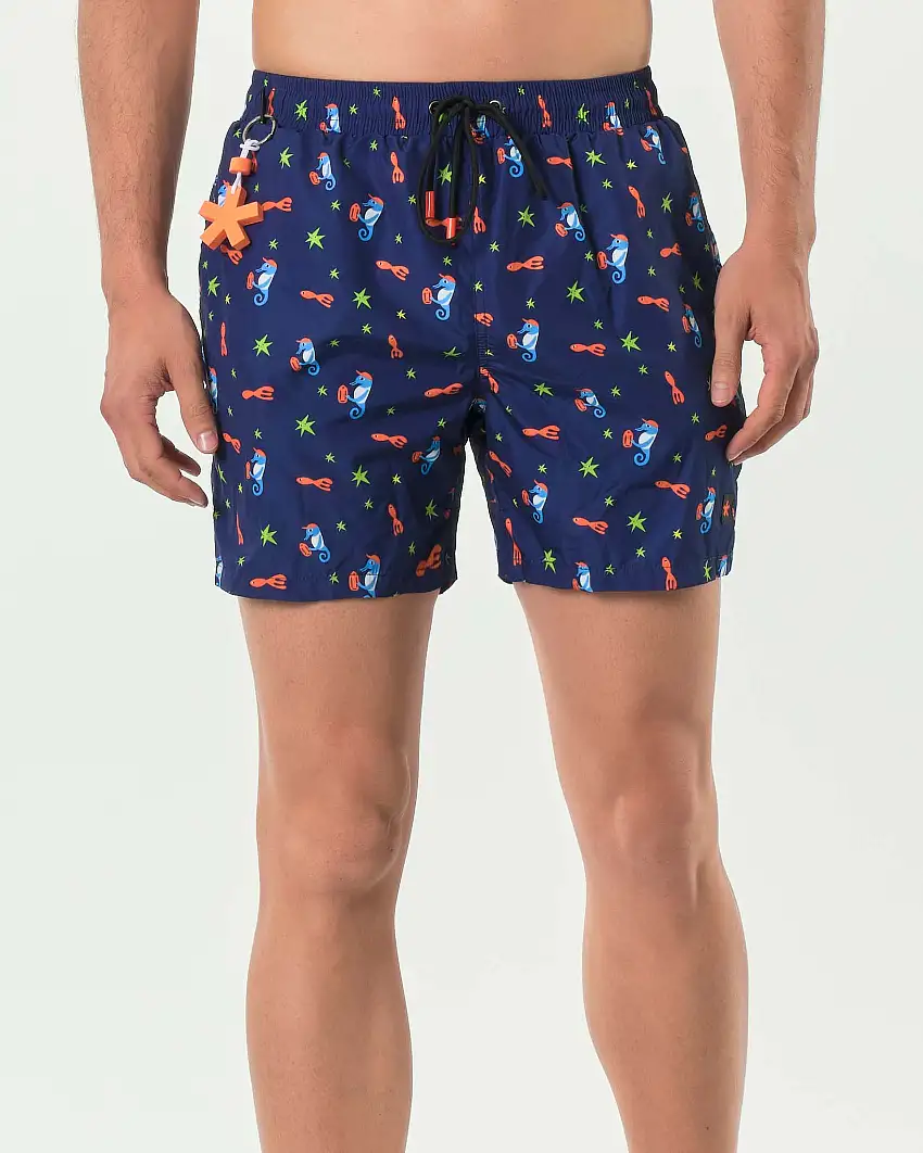 Boxer mare My Stuff blu con stampa cavallucci marini