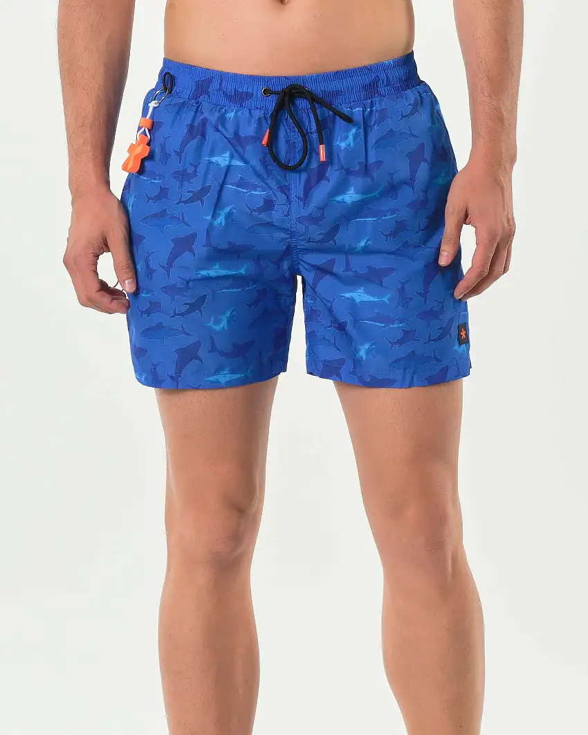 Boxer mare My Stuff blu royal con stampa squali soffusa