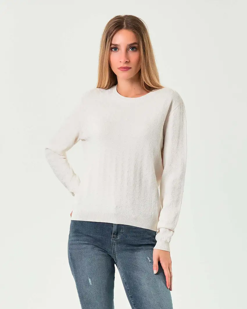 Maglia bianca Armani Exchange in misto viscosa con logo jacquard all over