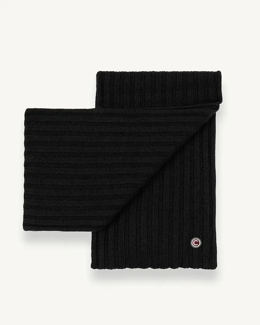 Sciarpa Colmar Originals nera in misto lana e cachemire a costa larga