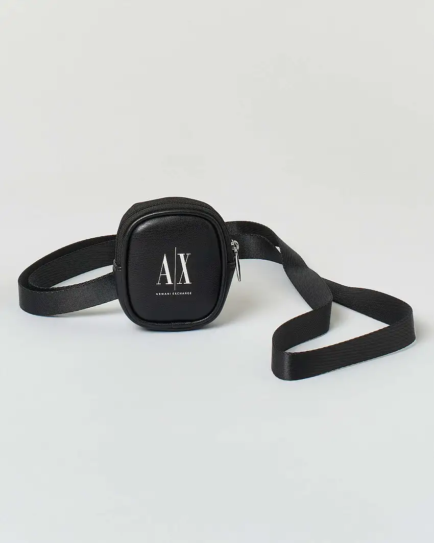 Mini borsetta porta auricolari Armani Exchange nera