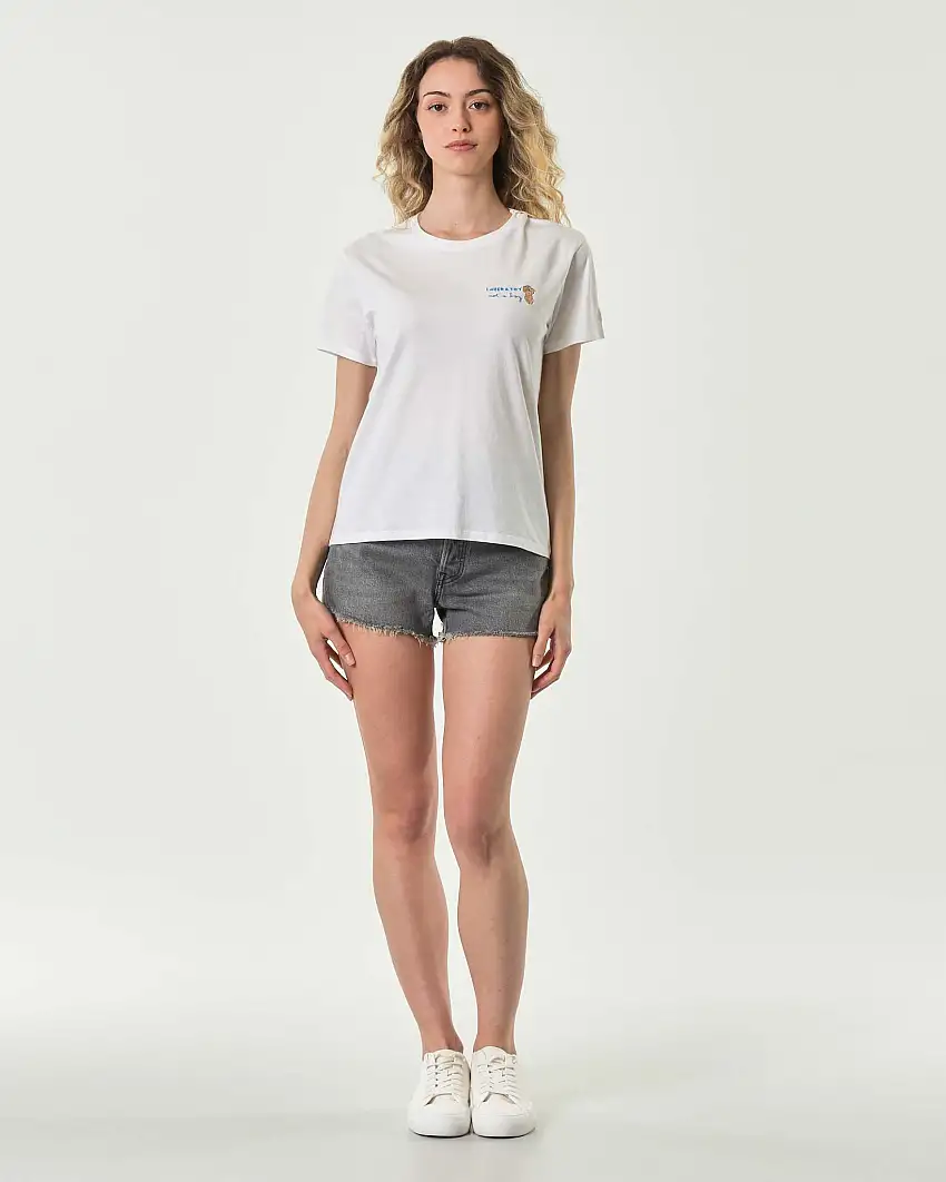 T-shirt bianca in cotone MC2 Saint Barth con scritta ricamata I need a toy not a boy