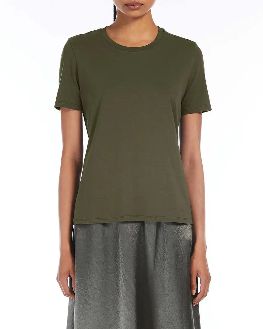 T-shirt color fango MM Max Mara in cotone stretch con maniche corte