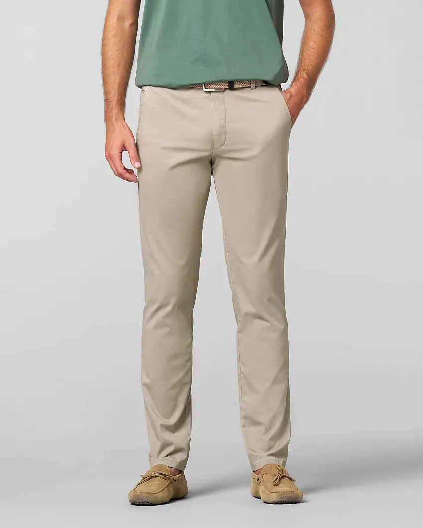 Pantalone Bonn beige in cotone stretch micro armatura a gamba dritta drop 6