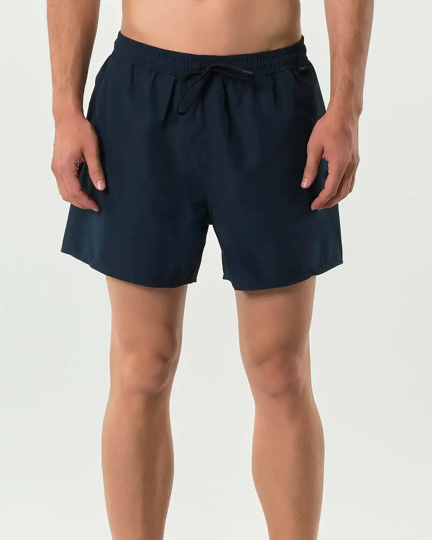 Boxer mare EA7 blu tinta unita con piccolo flag porta logo sul fianco