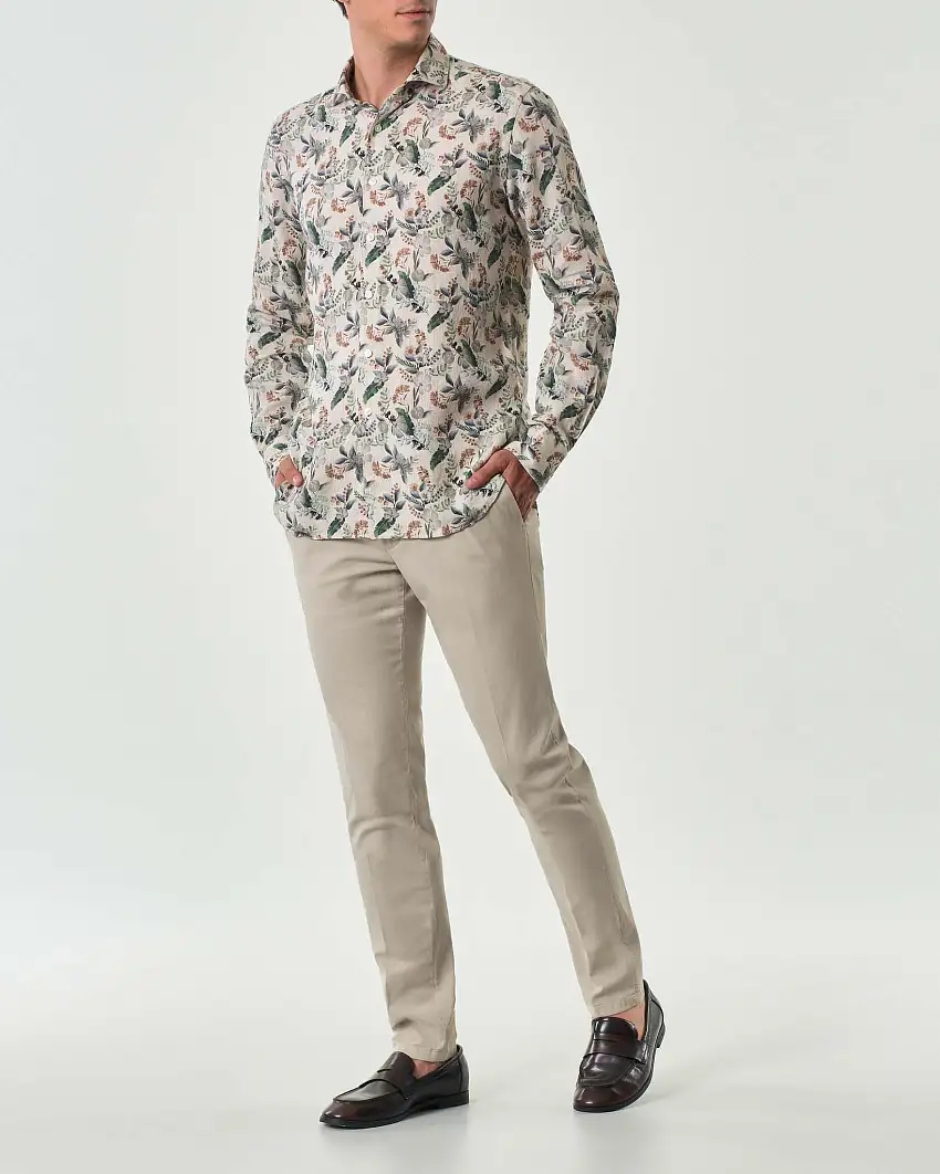 Pantaloni Michael Coal chino Brad beige in misto cotone e lyocell stretch