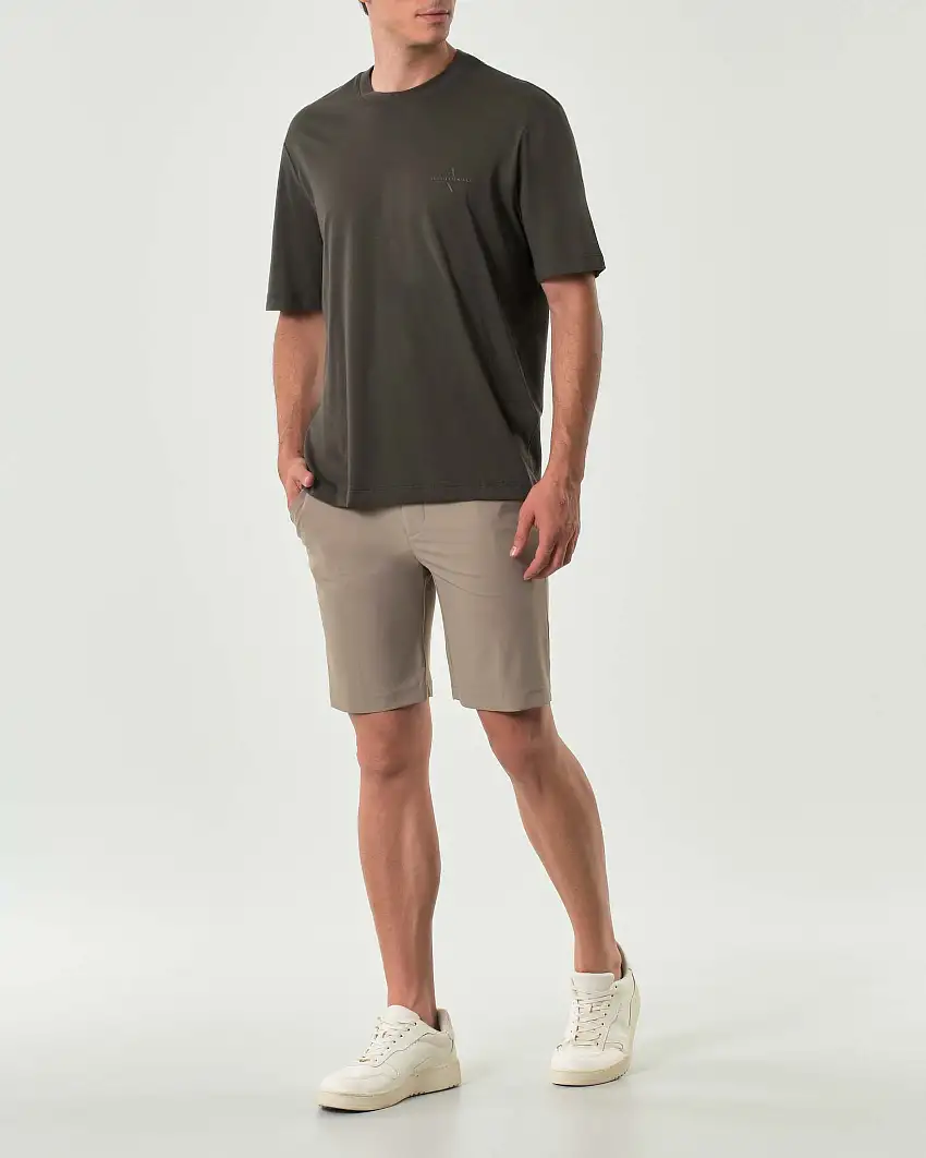 Bermuda chino Pellizzari slim tortora in tessuto tecnico stretch