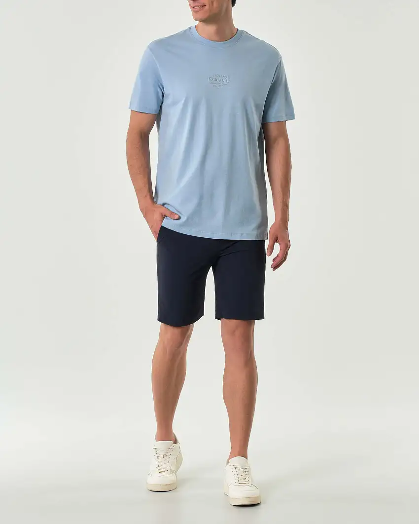 Bermuda chino Pellizzari slim blu in tessuto tecnico stretch