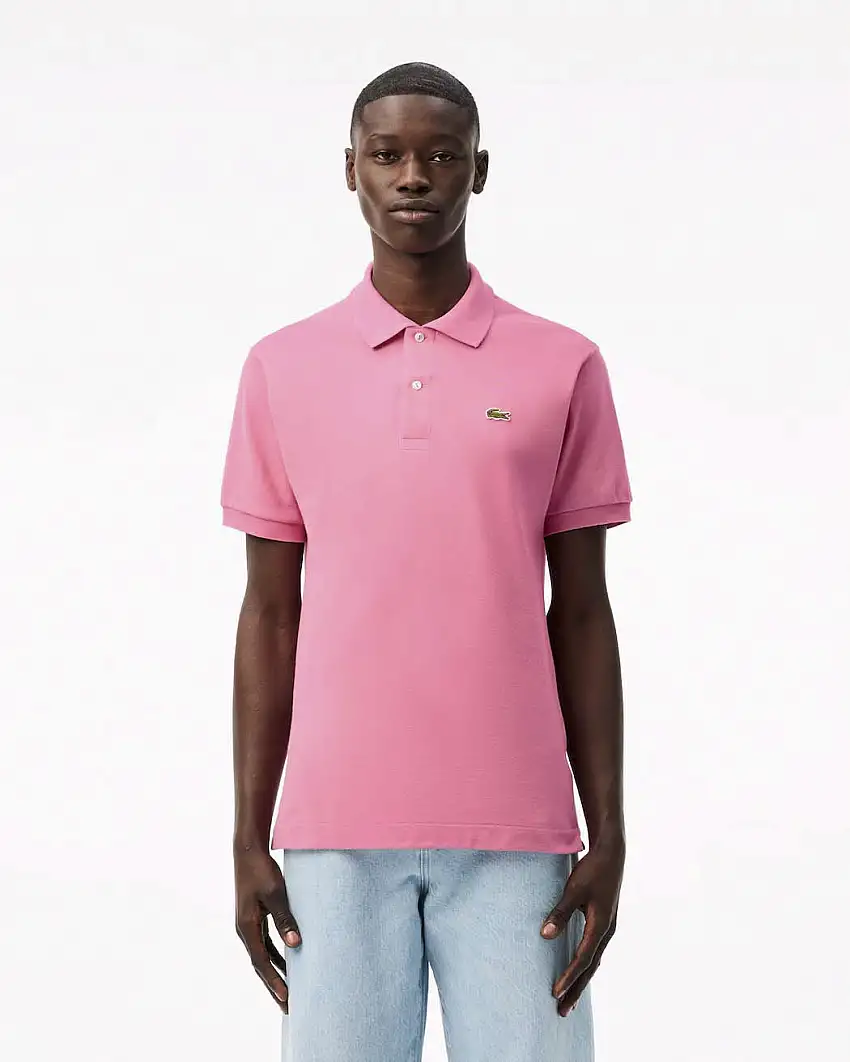 Polo Lacoste rosa classic fit L.12.12 in petit piqué