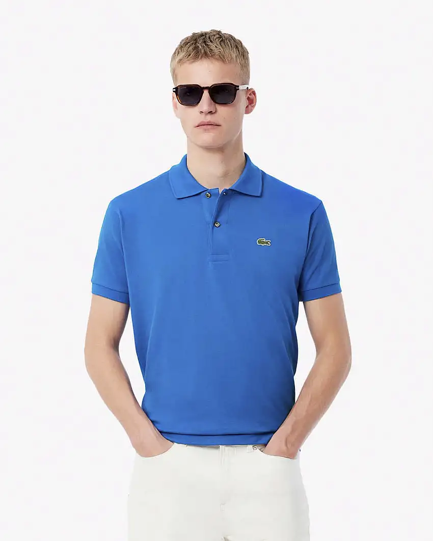 Polo Lacoste blu royal classic fit L.12.12 in petit piqué