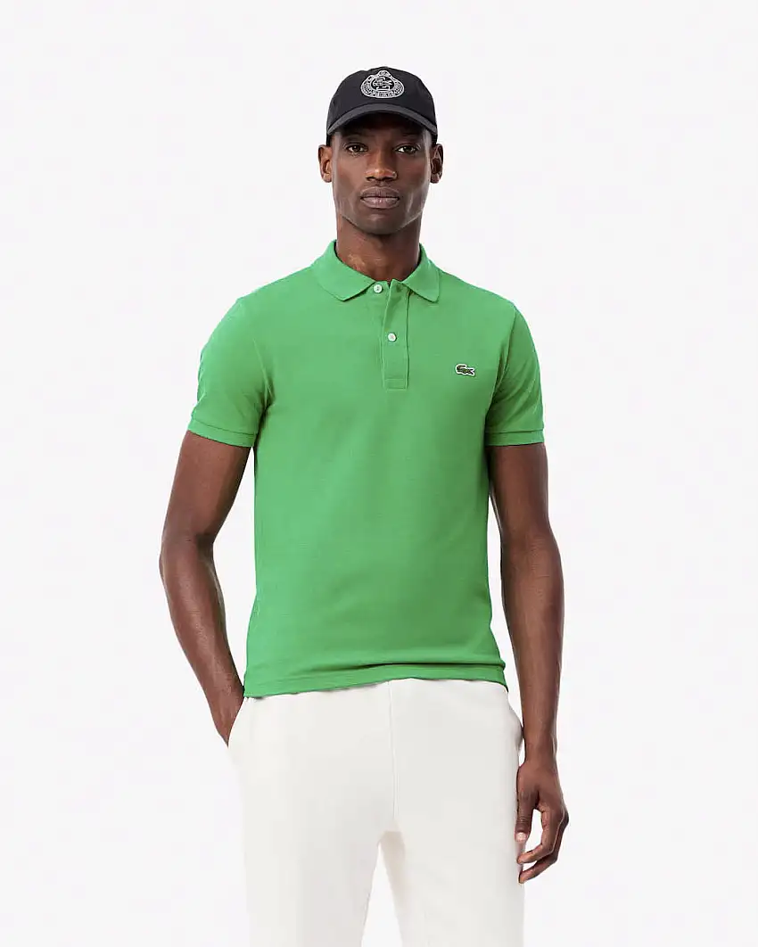 Polo Lacoste verde prato slim fit PH4012 in petit piqué