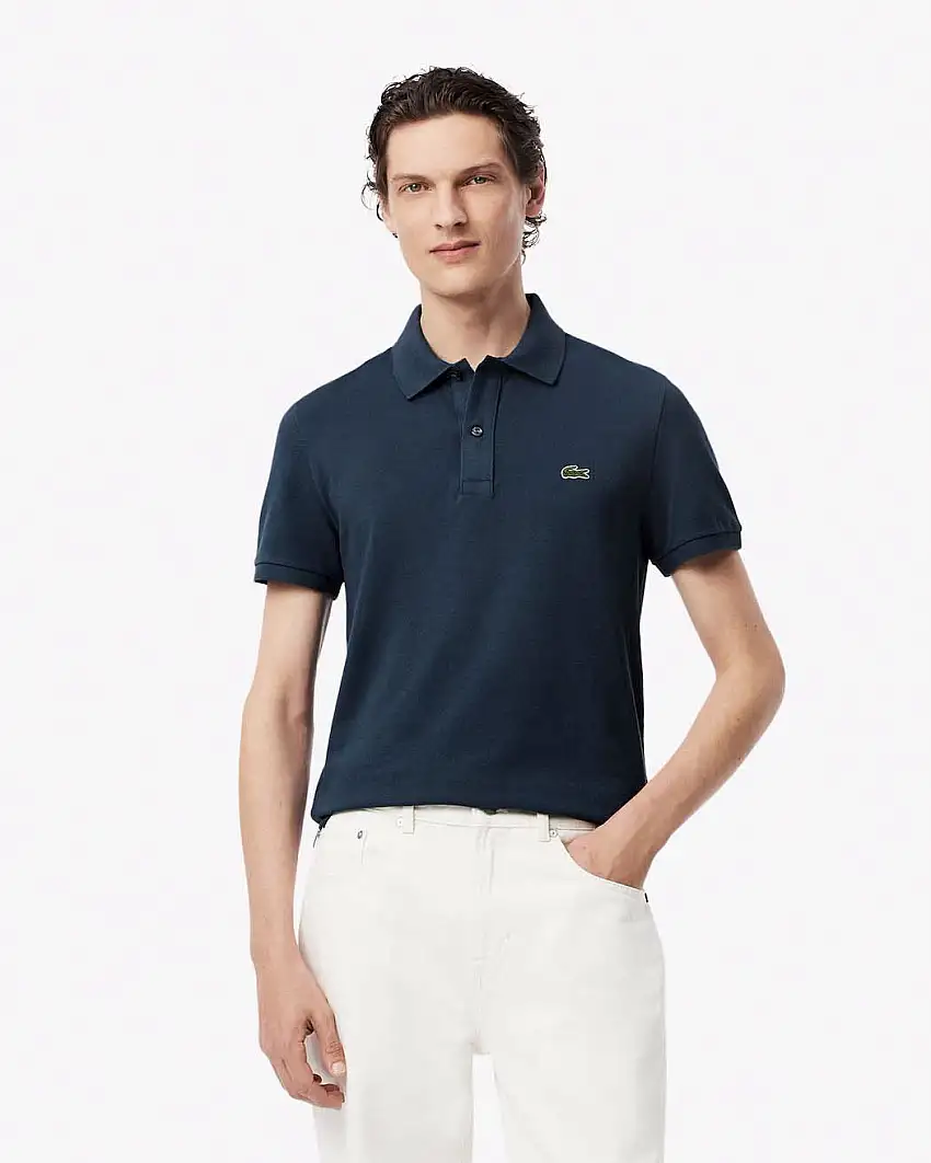 Polo Lacoste blu indaco slim fit PH4012 in petit piqué