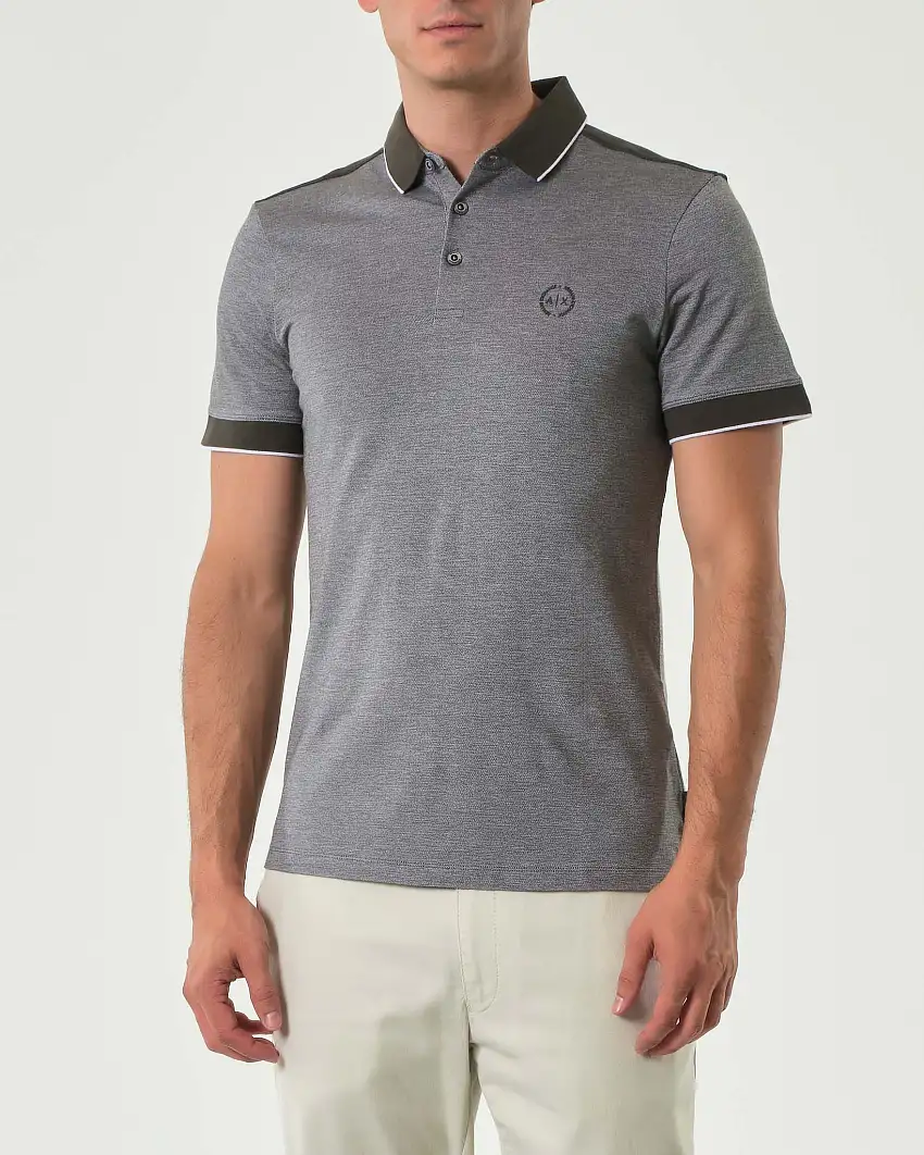 Polo Armani Exchange melange verde militare con dettagli in contrasto