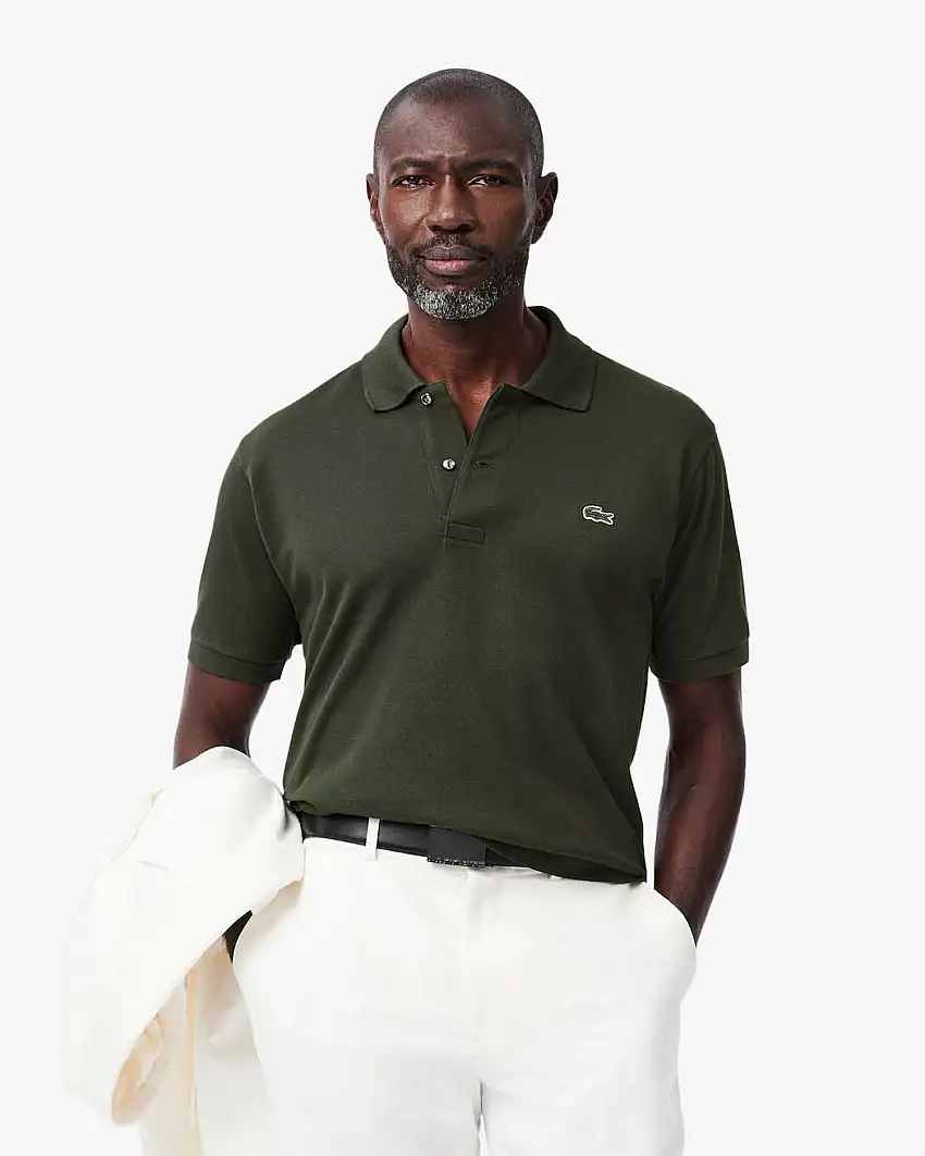 Polo Lacoste verde bosco classic fit L.12.12 in petit piqué