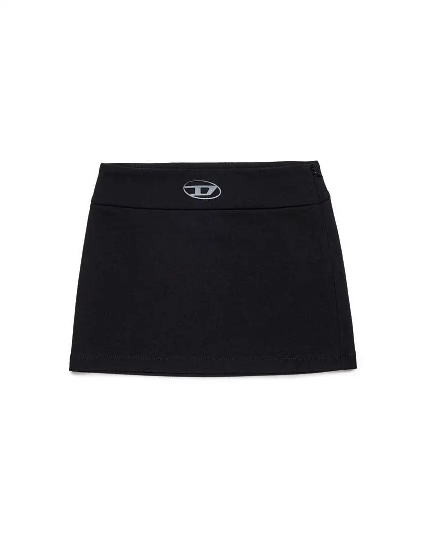 Minigonna Diesel nera in misto viscosa stretch