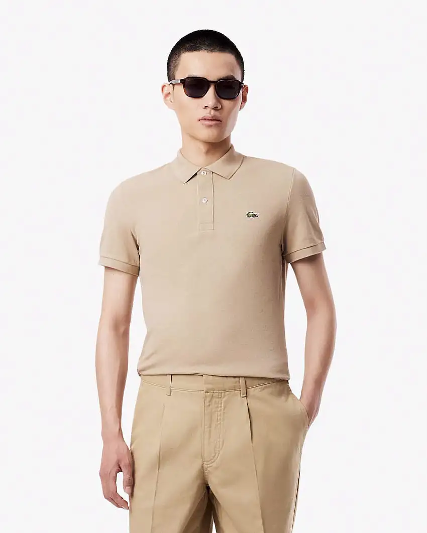 Polo Lacoste sabbia slim fit PH4012 in petit piqué