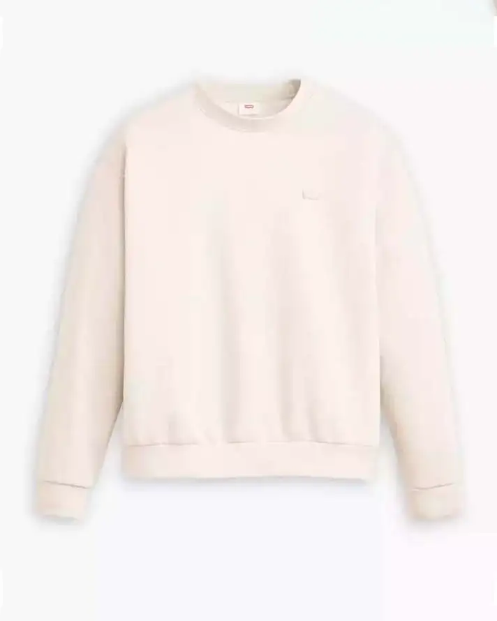 Felpa bianca Levi's® in misto cotone felpato con logo ricamato sul petto tono su tono