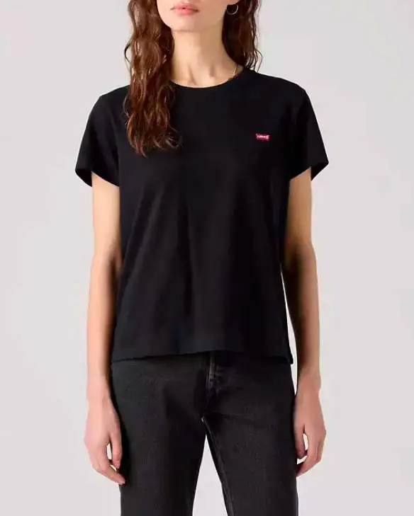 T-shirt nera Levi's® in cotone con micro logo Batwing ricamato sul petto