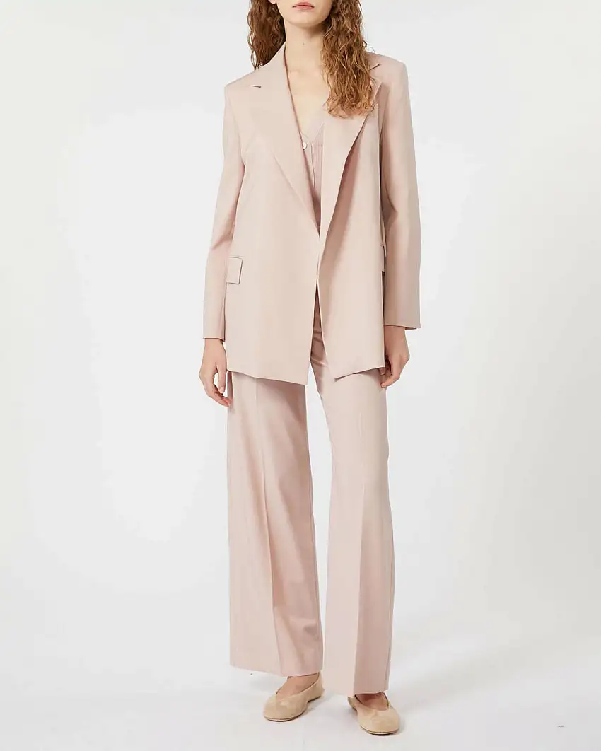 Pantaloni palazzo rosa cipria Weekend Max Mara in pura lana vergine