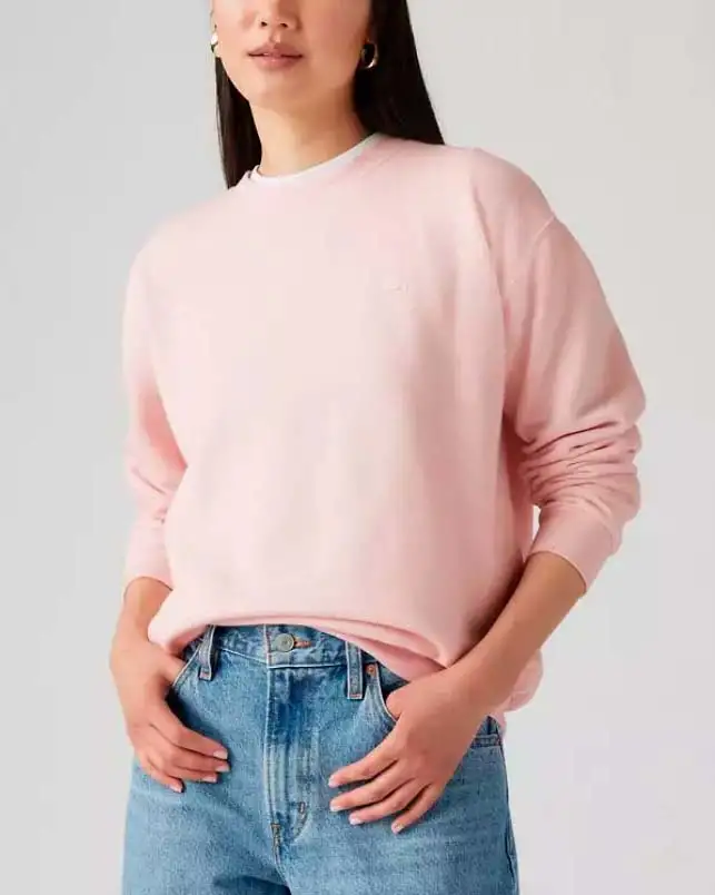 Felpa rosa Levi's® in misto cotone felpato con logo ricamato sul petto tono su tono