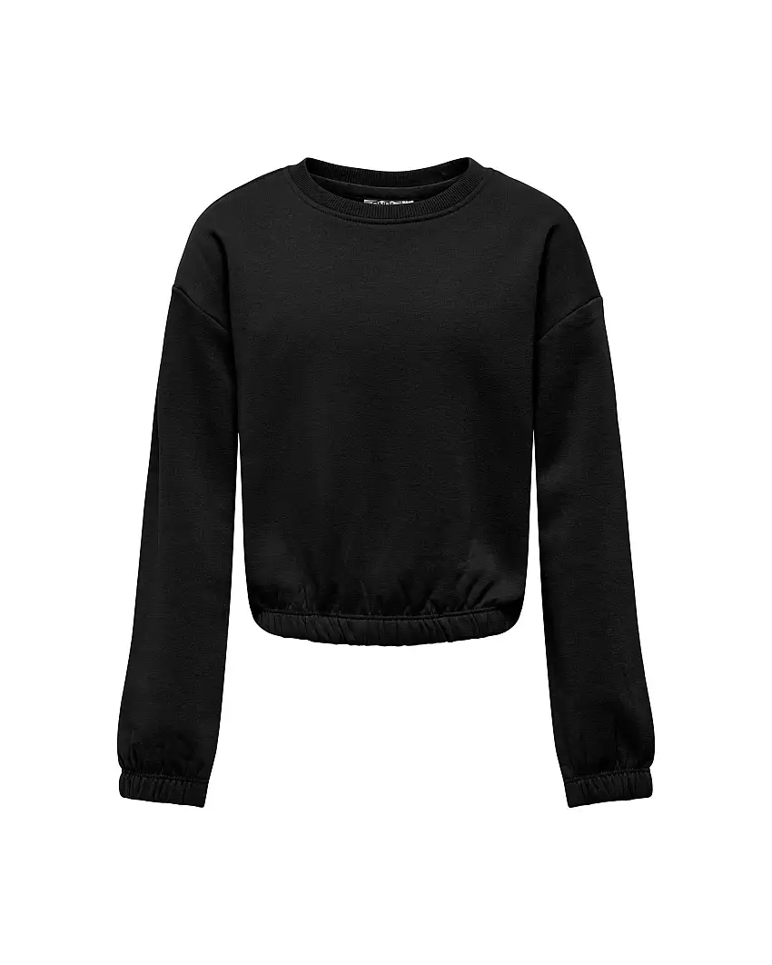 Felpa nera girocollo in cotone con elastico inserito al fondo e sui polsi 10-14 anni