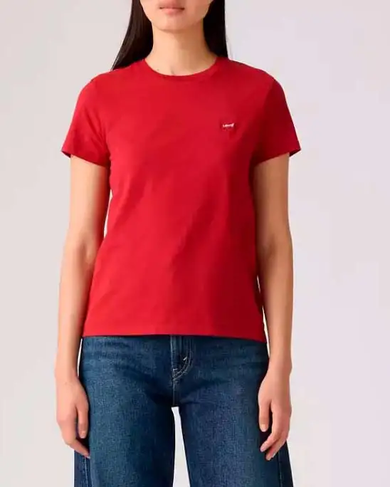 T-shirt rossa Levi's® in cotone con micro logo Batwing ricamato sul petto