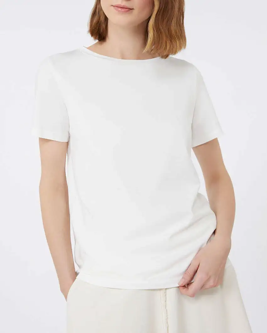 T-shirt bianca in cotone stretch Weekend Max Mara con maniche corte