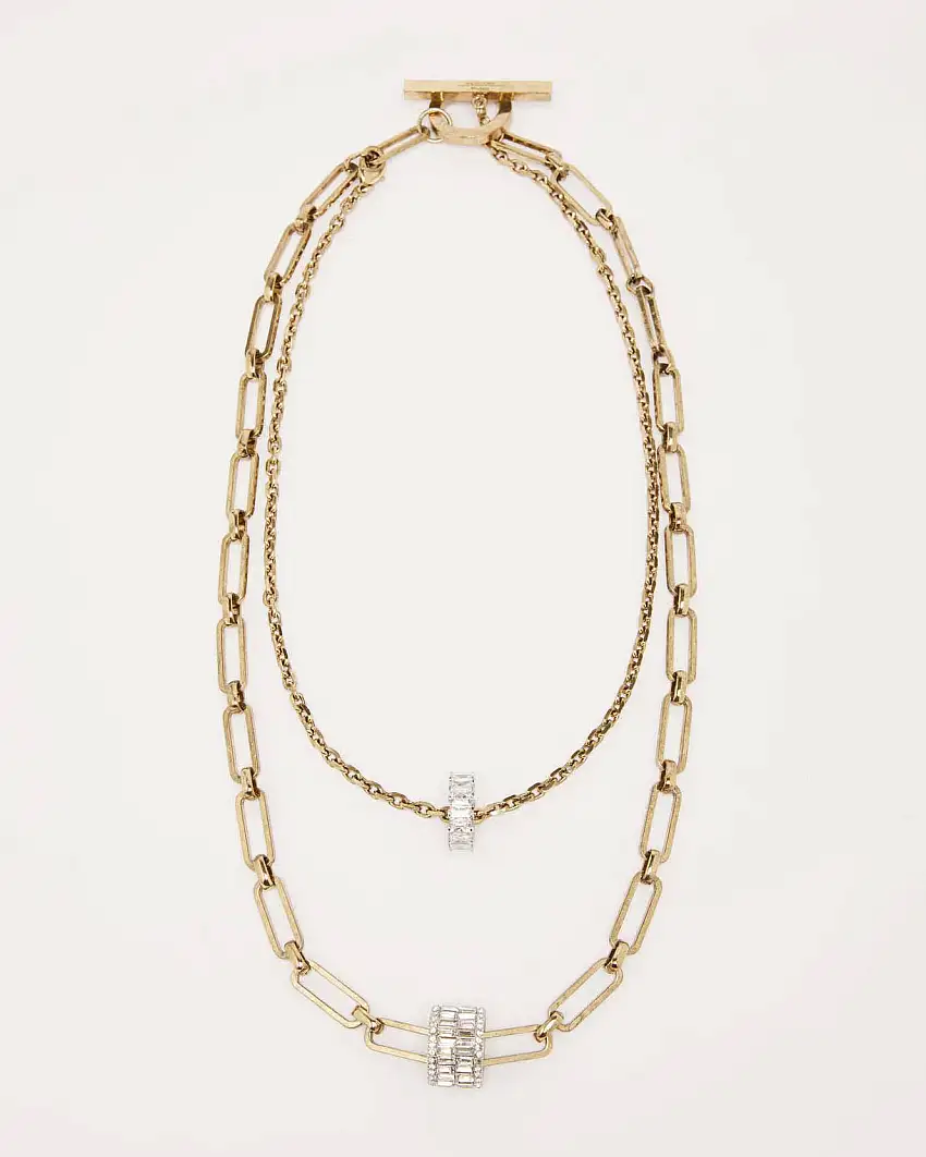 Colla lunga a doppia catena dorata Weekend Max Mara con motivo in strass