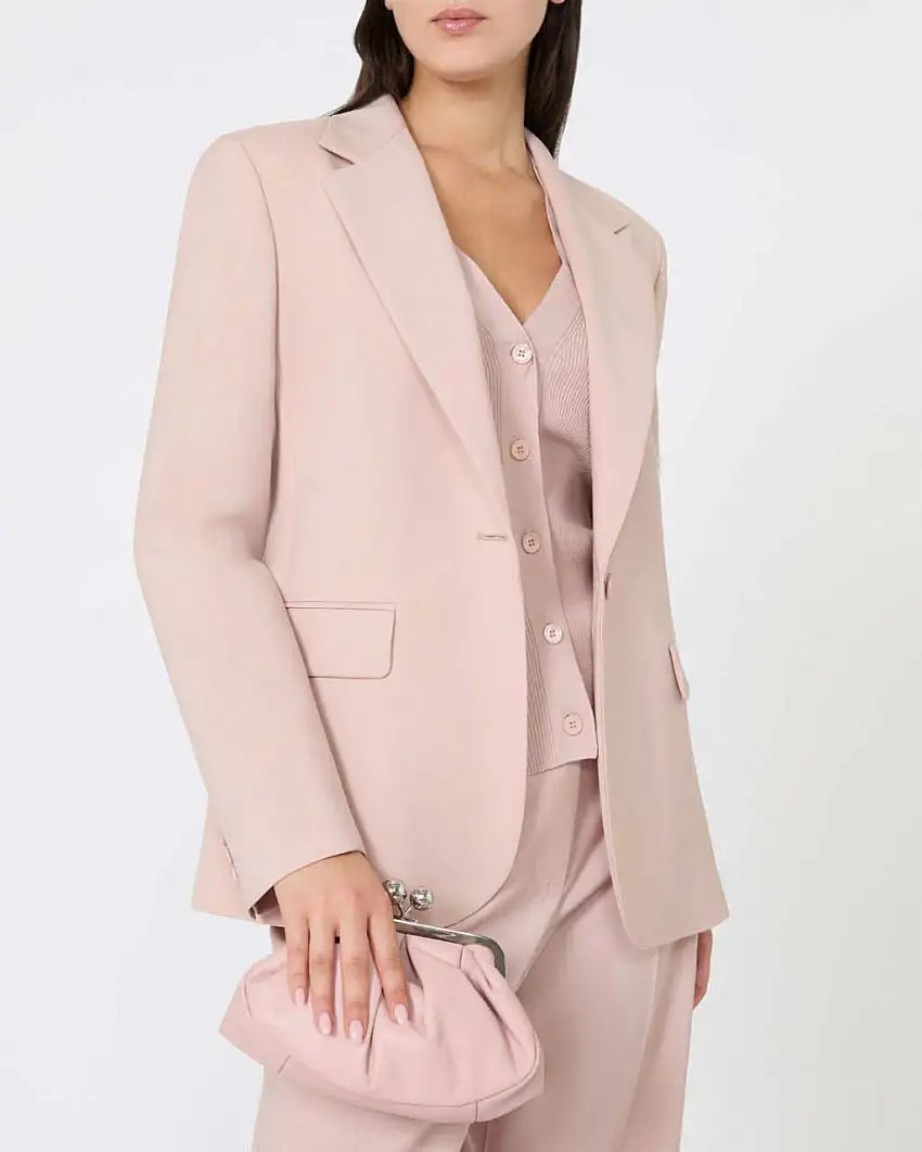 Blazer rosa cipria monopetto Weekend Max Mara in pura lana vergine